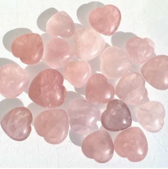 Natural Rose Quartz Crystal Hearts (1 lb)