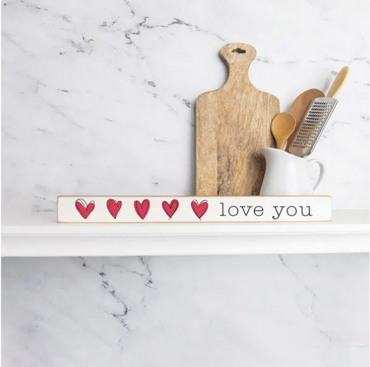 Love You Line Art Wooden Sign